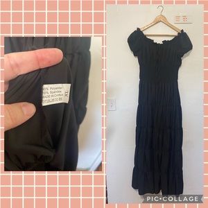 Black Ruched-Waist Maxi Dress XL